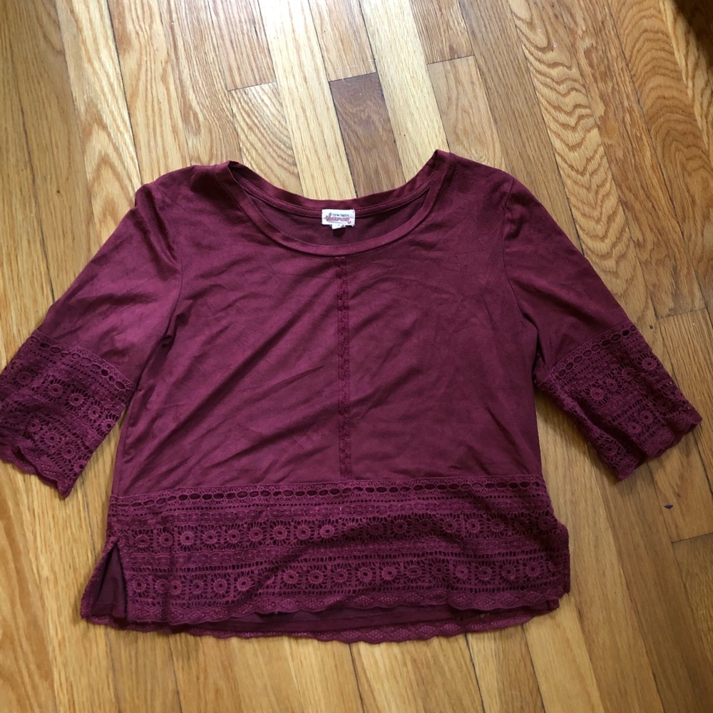 Ten-sixty Sherman wine colored crop top